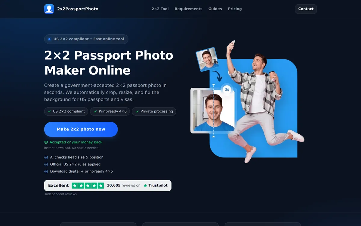 2x2passportphoto.com screenshot 1