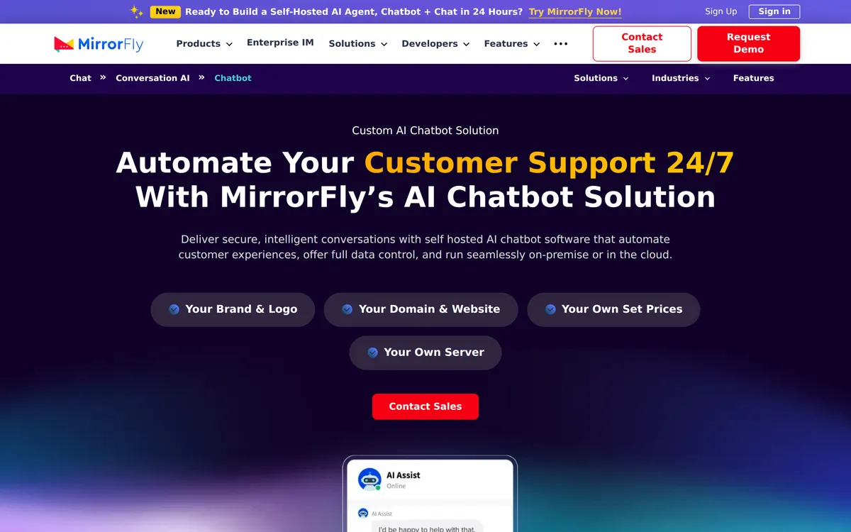 MirrorFly AI Chatbot Solution screenshot 1