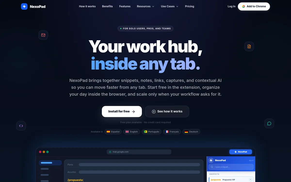 NexoPad - The Browser Workspace screenshot 1