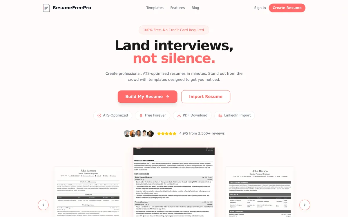 ResumeFreePro screenshot 1
