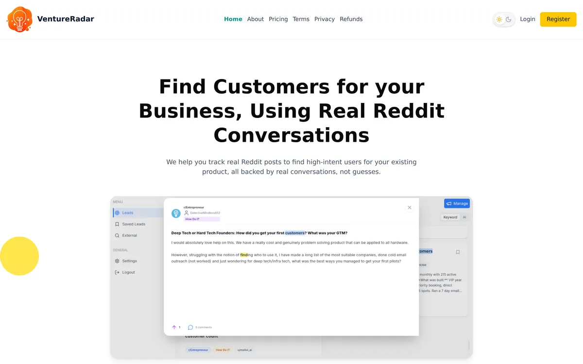 VentureRadar screenshot 1