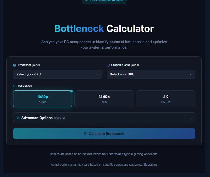 Bottleneck Calculator screenshot 1