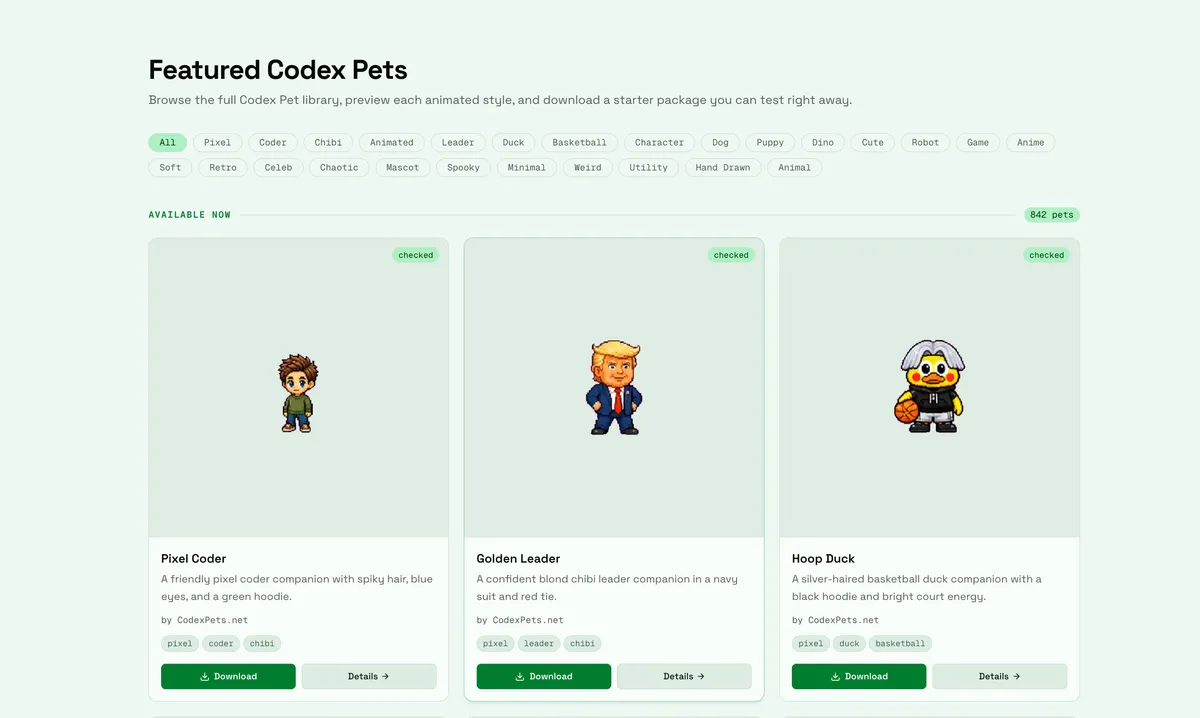 CodexPets.net screenshot 2