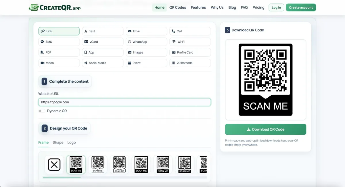 CreateQR screenshot 2