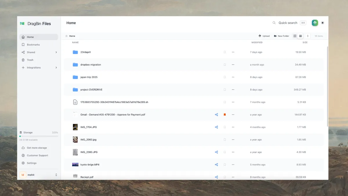 DragBin screenshot 2