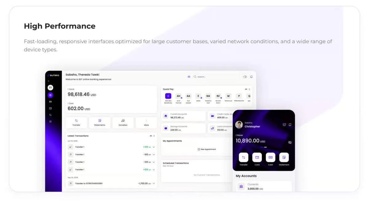Eurisko Digital Banking Platform screenshot 1