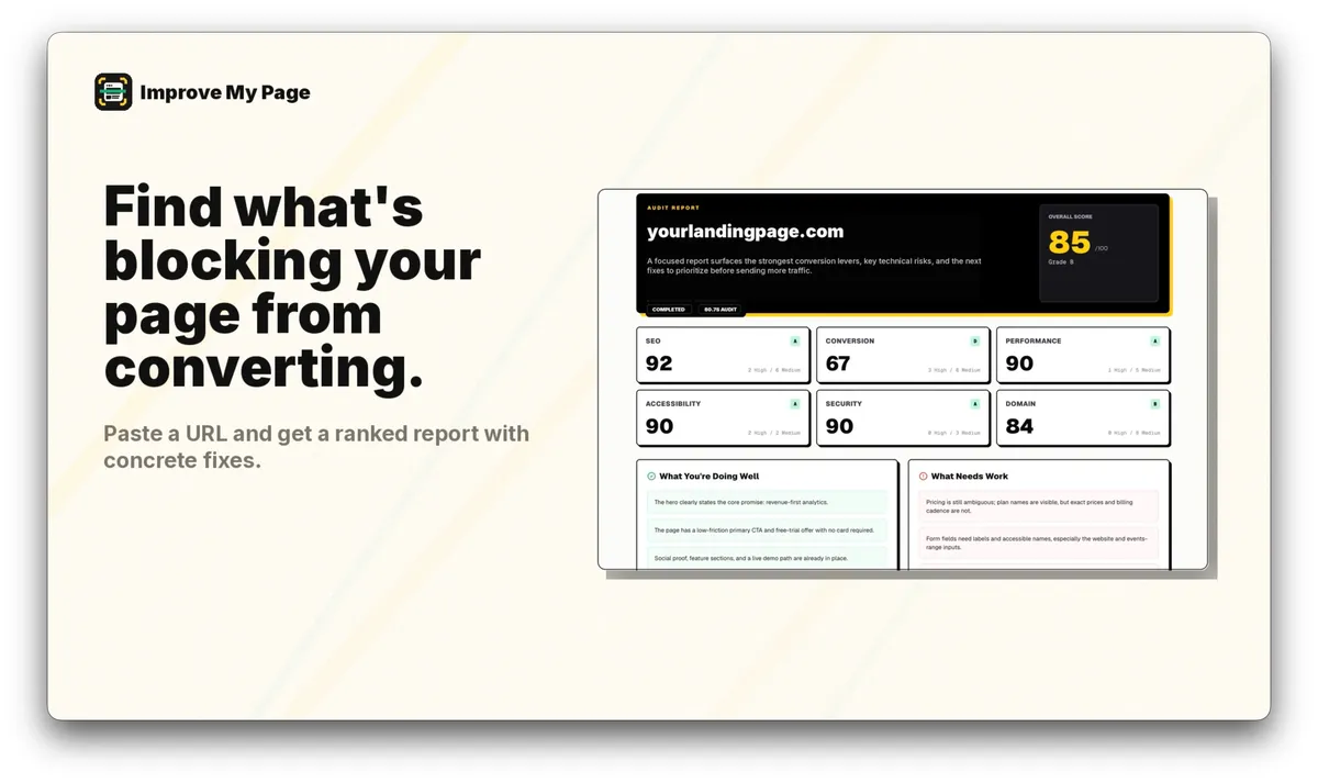 Improve my Page screenshot 1