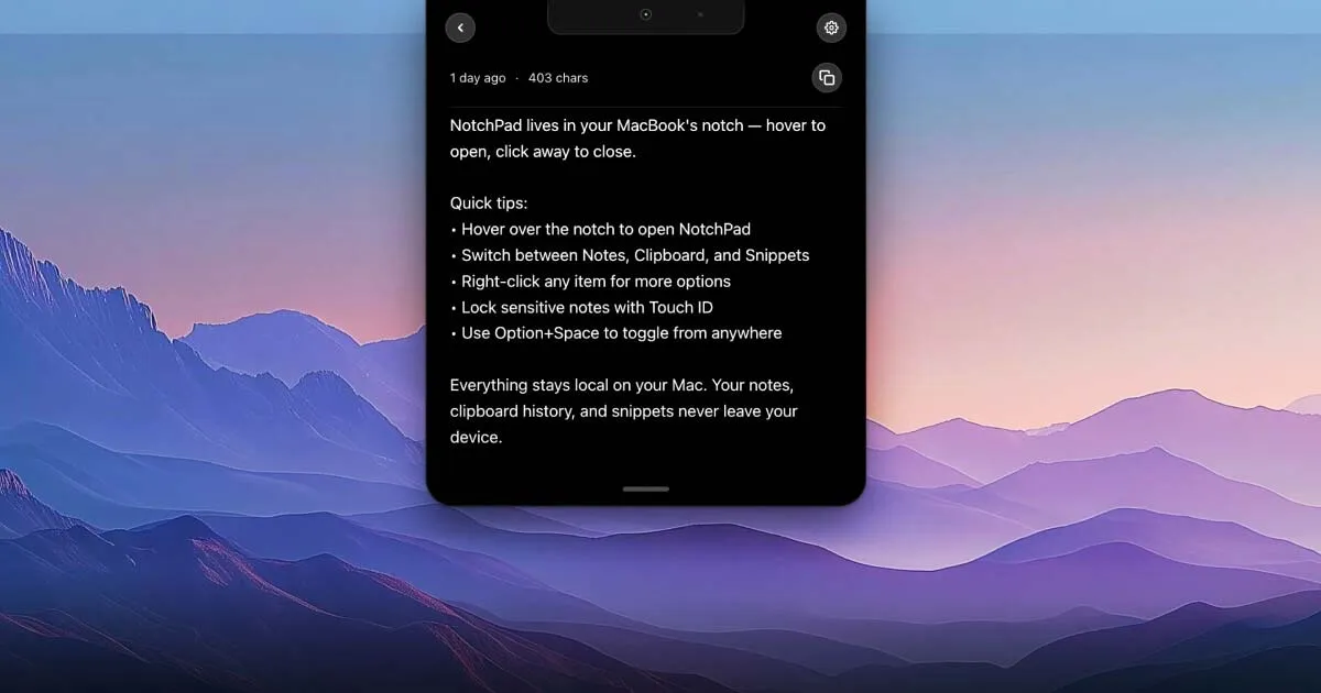 NotchPad screenshot 1