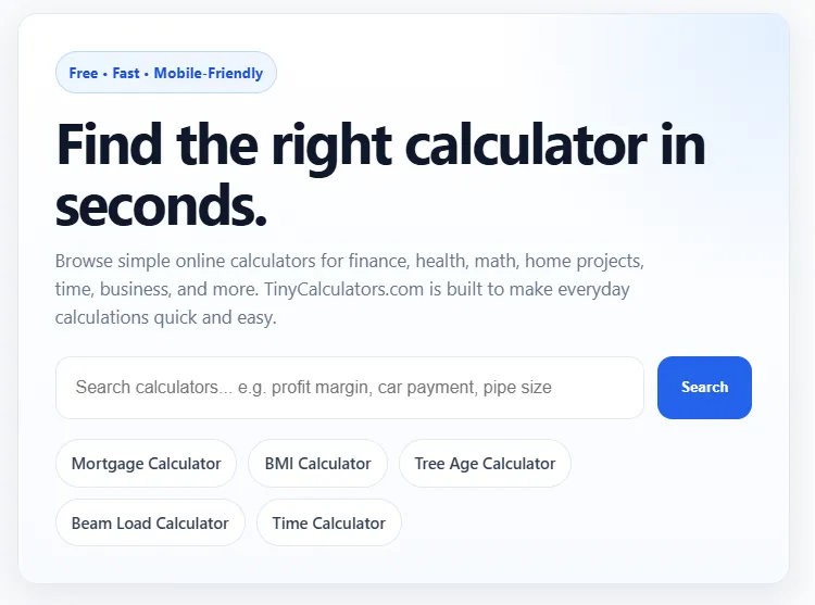 Tiny Calculators screenshot 1
