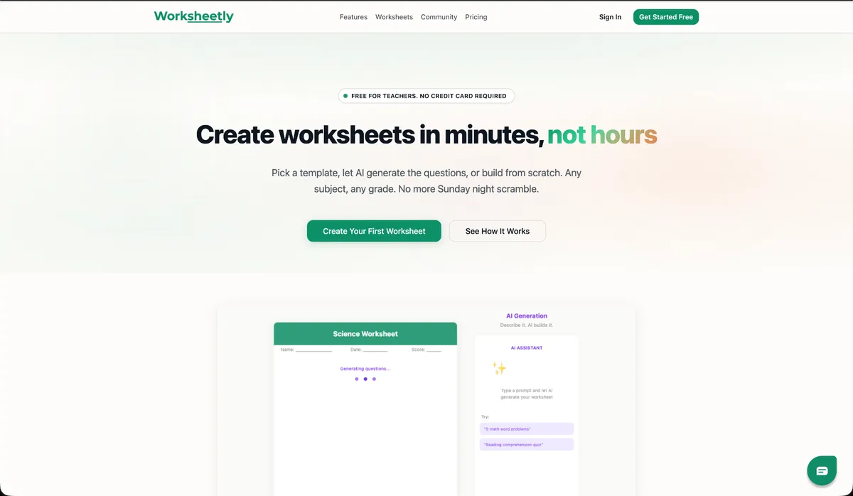 Worksheetly screenshot 1